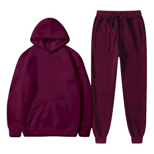 ZYLXDM Kapuzenpullover Herren Pullover Sweatshirt Sportanzug Hoodie -Anzug Mode Fleece Casual Sweatshirt Unisex-Rotwein-M von ZYLXDM