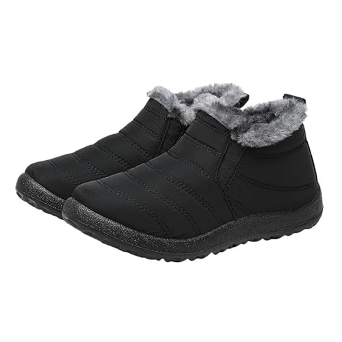 ZYLXDM Schneestiefel Frauenstiefel Schneestiefel Slip-On-Schuhe Unisex Knöchelstiefel Pelzstiefel Winterschuhe Stiefel-Schwarz-41 von ZYLXDM