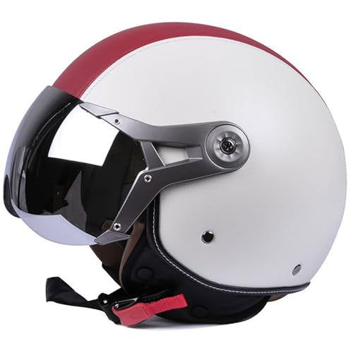 Retro Motorrad Halbhelme Motorradhelm Für Herren Und Damen ECE-Zertifizierung Jethelm Mit Visier Halbschalenhelm Für Cruiser Chopper Moped Scooter Offenem Helm C,L von ZYMWBDGD