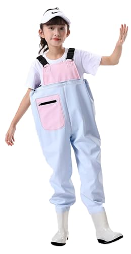 Outdoor Angeln Jagd Kinder Wader Hosen Wathose Kinder Wasserdicht Mit Stiefel Atmungsaktive PVC-Wathose Mit Stiefeln Im Elastischen Taillendesign Für Teenager Von 2 Bis 15 Jahren D,33 von ZYREHAW