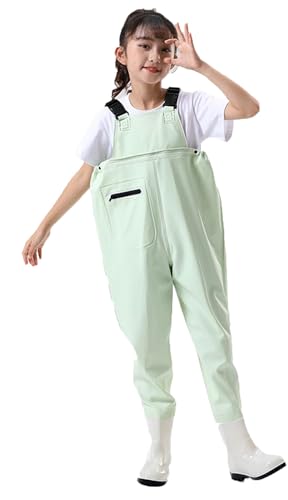 Outdoor Angeln Jagd Kinder Wader Hosen Wathose Kinder Wasserdicht Mit Stiefel Atmungsaktive PVC-Wathose Mit Stiefeln Im Elastischen Taillendesign Für Teenager Von 2 Bis 15 Jahren E,29 von ZYREHAW