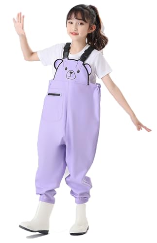 Outdoor Angeln Jagd Kinder Wader Hosen Wathose Kinder Wasserdicht Mit Stiefel Atmungsaktive PVC-Wathose Mit Stiefeln Im Elastischen Taillendesign Für Teenager Von 2 Bis 15 Jahren J,24 von ZYREHAW