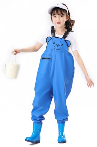 Outdoor Angeln Jagd Kinder Wader Hosen Wathose Kinder Wasserdicht Mit Stiefel Atmungsaktive PVC-Wathose Mit Stiefeln Im Elastischen Taillendesign Für Teenager Von 2 Bis 15 Jahren O,33 von ZYREHAW