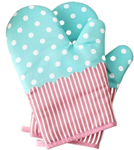 Topfhandschuhe Ofenhandschuhe Baumwolle Topflappen Handschuh Set Dick Hitzebestaendig Backhandschuhe Kochhandschuhe Für Küche Kochen Backen Grillen B von ZYREHAW