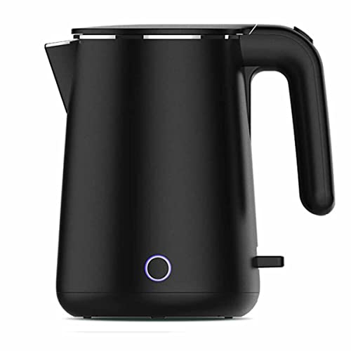 Elektrokessel 1,5l Doppelwand Cool Touch Electric Tea Kettle Grade Edelstahl Warmwasserkessel elektrisch/blau/15 * 15 * 25cm (Blau 15 * 15 * 25 cm) (Schwarz 15 * 15 * 25 cm) erhöht von ZYSKABQ