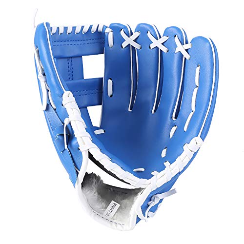 ZYYRSS Baseballhandschuh Sport Batting Handschuhe mit weichen soliden PU Leder Verdickungskrug Softball Handschuhe für Jugendliche Erwachsene Linkshänder Handschuh (Blau, 10,5 Zoll) von ZYYRSS