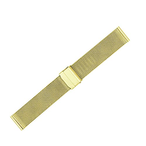 ZZDH Uhrenarmband 12mm 14mm 16mm 18mm 20mm 22mm ultradünner Edelstahl gewebt Netzgurt für Männer Frauen (Color : Gold, Size : 12mm) von ZZDH