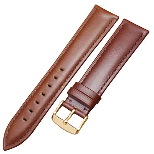 ZZDH Uhrenarmband 18mm 19mm 20mm 21mm 22mm 24mm Strap Herren- und Damen-Uhrenarmband (Band Color : Brown Gold Buckle, Band Width : 21mm) von ZZDH