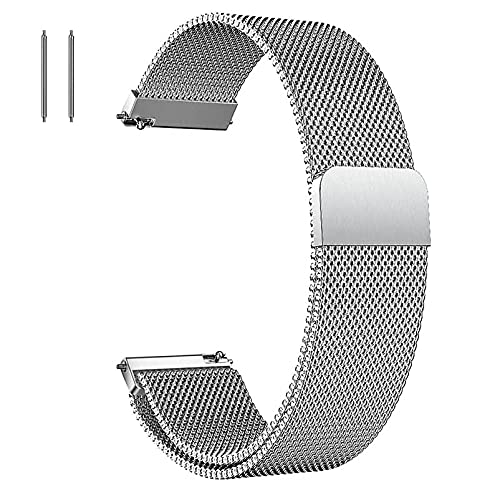 ZZDH Uhrenarmband Edelstahl Schnellverschluss Uhrenarmband Mesh Loop Magnet Armbänder Allgemeine Schnellspanner Ersatzarmband 12mm 14mm 16mm 18mm 20mm 22mm 23mm 24mm (Color : Silber, Size : 22mm) von ZZDH