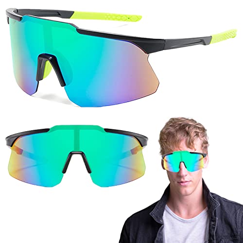 ZZRSYJ Fahrradbrille,Fahrrad Sonnenbrille, Schnelle Brille Rave, Herren Damen Sportbrille, Rennrad Brille,Polarisierte UV400 Schutzbrille Radsportbrille, für Laufen Glof Ski im Freien (Grün) von ZZRSYJ