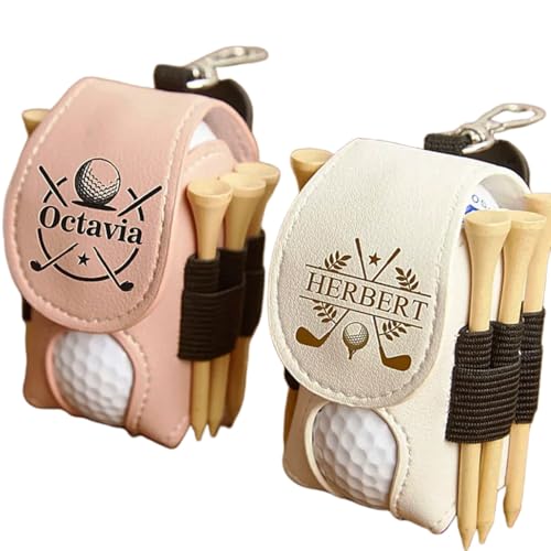 ZZTINGC Personalisierter Golfball- Und Teehalter, Golf-Taillentasche Mit Individuellem Namen, Kunstleder-Golftasche Mit Halter, Geschenk for Golfer, Praktische Golftasche von ZZTINGC