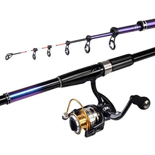 Angelrute und Rolle Combo - Teleskop-Angelrute Spinnrollen Angelrute Kit Angelausrüstung Reel Rod Organizer Tasche Bass für Salzwasser Süßwasser und Reisefischen (Größe: 2,4 m) () von ZZXGIUFJGIRUJGR