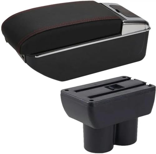 ZZXYSM Auto Armlehne Box Kompatibel Für J/imny 2007-2015 Zweischichtige Armlehne PU-Leder Mittelkonsole Aufbewahrungsbox,B1 Black Red 7usb4 von ZZXYSM