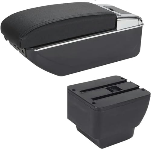 ZZXYSM Auto Armlehne Box Kompatibel Für M/azda 2 Für D/emio Zweischichtige Armlehne PU-Leder Mittelkonsole Aufbewahrungsbox,A2 Black Line 7usb10 von ZZXYSM