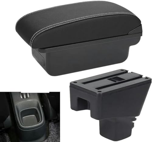 ZZXYSM Auto Armlehne Box Kompatibel Für S/UZUKI SX4 2011-2019 Zweischichtige Armlehne PU-Leder Mittelkonsole Aufbewahrungsbox,C3 Black White Nousb3 von ZZXYSM