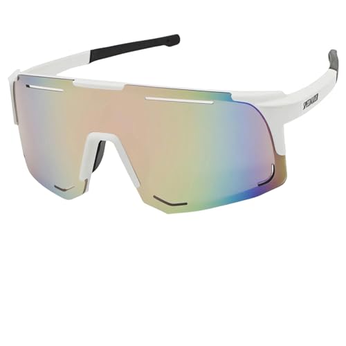 ZZZOLX Sonnenbrille Herren Radfahren Sonnenbrille Männer Frauen Mountainbike Rennrad Brille Radfahren Outdoor Sport Brille Wandern Goggles.-Weiß Rosa-Multi von ZZZOLX