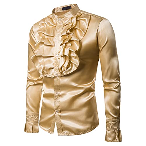 Goldene Seide Satin -Hemd Männer Mode Vintage Hochzeit Smoking Hemd Herren Langarm schlanker Fit Hemden Gold L Goldene Seide Satin -Hemd Männer Mode Vintage Hochzeit Smoking Hemd Herren Langarm schlanker Fit Hemden Gold L von Zadaos