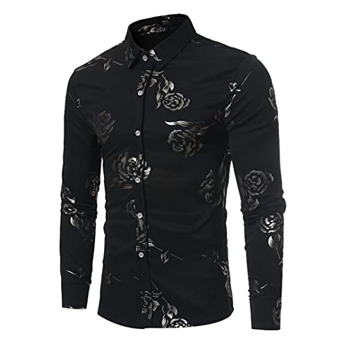 Schwarz Rose Blumendruck Hemd Herren Herbst Schlanke Fit Langarm Herren -Hemd -Hemd -Geschäft Casual Shirt Shirt Black M Schwarz Rose Blumendruck Hemd Herren Herbst Schlanke Fit Langarm Herren -Hemd -Hemd -Geschäft Casual Shirt Shirt Black M von Zadaos