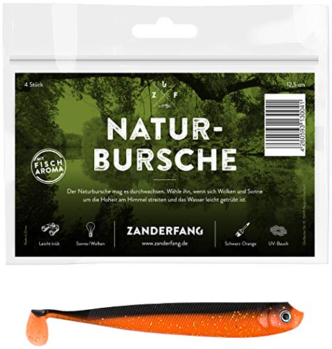 Zanderfang - Gummifische für Zander Hecht - 4 Stück Gummifisch schwarz-orange 12,5 cm Gummi-Köder Zanderfang - Gummifische für Zander Hecht - 4 Stück Gummifisch schwarz-orange 12,5 cm Gummi-Köder von Zanderfang