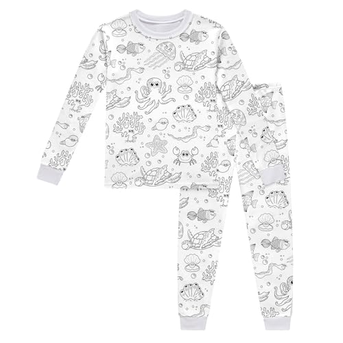 Schlafanzug Zum Anmalen Kinder Cartoon Druck DIY Handbemaltes Schlafanzüge Bequem Pyjama Zum Ausmalen Loungewear Set Locker Und Bequem Pyjama Pyjama-Sets Zum Ausmalen Für Jungen & Mädchen von Zannycn