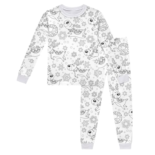 Schlafanzug Zum Anmalen Kinder Cartoon Druck DIY Handbemaltes Schlafanzüge Schlafanzüge Zum Ausmalen Hausanzug Schlafanzug Hauskleidung-Sets Pyjama Set Für Jungen Mädchen von Zannycn