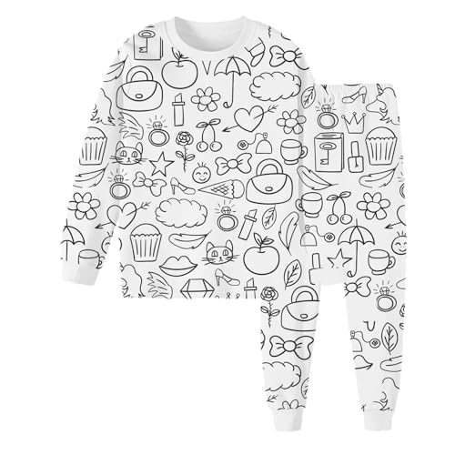 Schlafanzug Zum Anmalen Kinder DIY Handbemaltes Homewear-Set Pyjamas Für Kinder Schlafanzug Set Kinder Kinder Schlafanzug Hauskleidung-Sets Bequeme Weiche Lange Ärmel Top + Hose Homewear Set von Zannycn