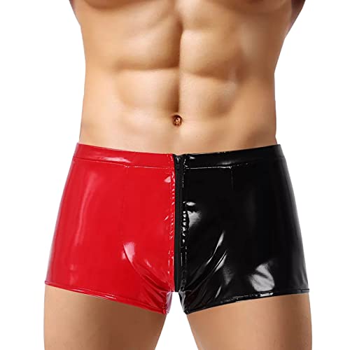 Zannycn Erotische Unterwäsche Herren, Sexy Unterwäsche Für Mann Erotisch Sexy Ledershorts Boxershort Sexy Hipster Unterhose Unterwäsche Weich Bequem Retroshorts Lederhose Reizwäsche von Zannycn