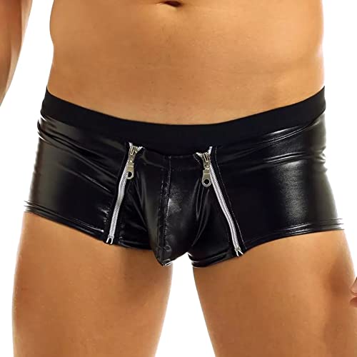 Zannycn Erotische Unterwäsche Herren, Sexy Unterwäsche Für Mann Hipster Sexy Ledershorts Boxershort Erotisch Sexy Unterwäsche Unterhose Weich Bequem Reizwäsche Lederhose Retroshorts von Zannycn