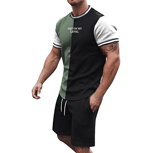 Zannycn Herren Schlafanzug Kurz Kragen Kurzarm Top Bluse Shorts Print Zweiteiler Reißverschluss Frühjahr Sportanzug Sweatsuits Schlafanzug Herren Kurz Pyjama von Zannycn