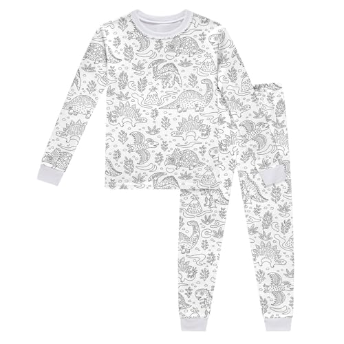 Zannycn Schlafanzug Set Kinder Cartoon Druck DIY Handbemaltes Homewear-Set Bequem Pyjama Zum Ausmalen Loungewear Set Schlafanzug Hauskleidung-Sets Pyjama-Sets Zum Ausmalen Für Jungen & Mädchen von Zannycn