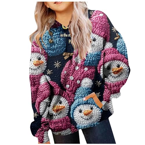 Zannycn Weihnachten Hoodie Mädchen Ugly Christmas Pullover Festlich Weihnachtsshirt Mit Kapuze Weihnachtspulli Lustig Weihnachtspullover Weihnachtsmotiven Druck Kapuzenpullover Warme Sweatshirt von Zannycn