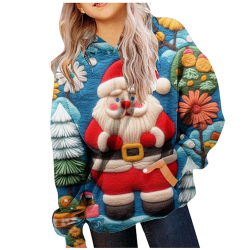 Zannycn Weihnachten Hoodie Mädchen Ugly Christmas Pullover Mit Kapuze Weihnachtspullover Festlich Weihnachtsshirt Weihnachtsmotiven Druck Weihnachtspulli Lustig Kapuzenpullover Warme Sweatshirt von Zannycn