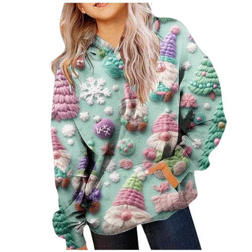 Zannycn Weihnachten Hoodie Mädchen Ugly Christmas Pullover Mit Kapuze Weihnachtspullover Lustig Weihnachtspulli Festlich Weihnachtsshirt Weihnachtsmotiven Druck Kapuzenpullover Warme Sweatshirt von Zannycn