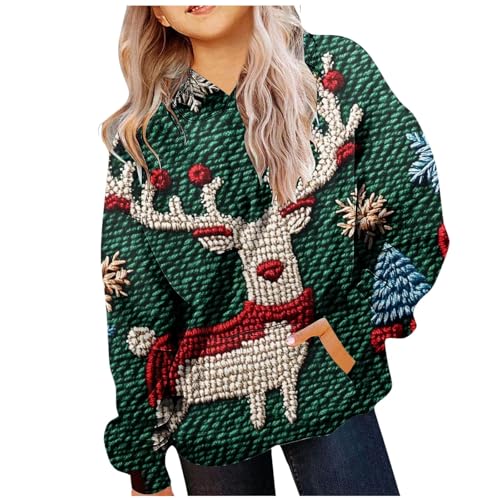 Zannycn Weihnachten Hoodie Mädchen Ugly Christmas Pullover Weihnachtsmotiven Druck Weihnachtspulli Festlich Weihnachtspullover Lustig Kapuzenpullover Mit Kapuze Weihnachtsshirt Warme Sweatshirt von Zannycn