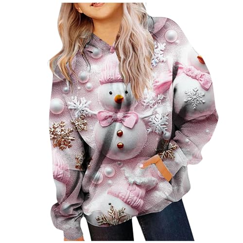 Zannycn Weihnachten Hoodie Mädchen Ugly Christmas Pullover Weihnachtsmotiven Druck Weihnachtspullover Lustig Kapuzenpullover Mit Kapuze Weihnachtspulli Festlich Weihnachtsshirt Warme Sweatshirt von Zannycn