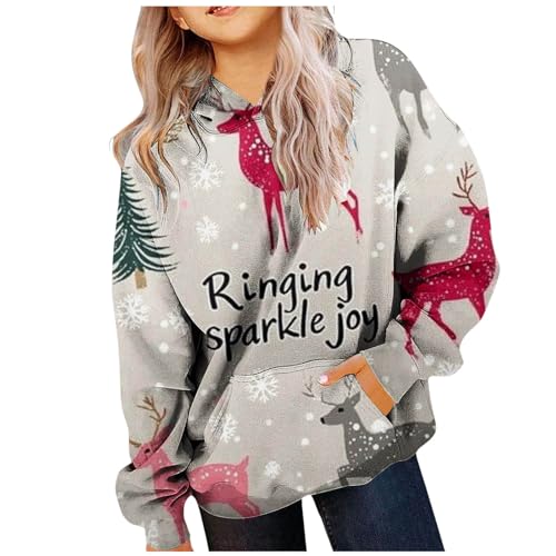 Zannycn Weihnachten Hoodie Mädchen Ugly Christmas Pullover Weihnachtsmotiven Druck Weihnachtspullover Mit Kapuze Weihnachtsshirt Lustig Kapuzenpullover Festlich Weihnachtspulli Warme Sweatshirt von Zannycn