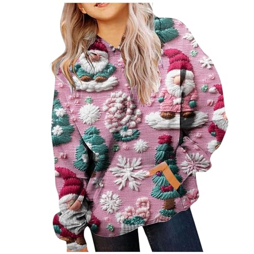 Zannycn Weihnachten Hoodie Mädchen Ugly Christmas Pullover Weihnachtsmotiven Druck Weihnachtsshirt Mit Kapuze Weihnachtspulli Festlich Kapuzenpullover Lustig Weihnachtspullover Casual Oberteile von Zannycn