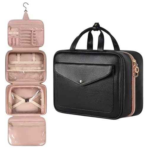 Zasdvn Tragetasche mit Reißverschluss, Kosmetik-Organizer-Taschen mit großem Fassungsvermögen, Kulturbeutel, Badezimmer, Dusche, Make-up-Organizer für Damen und Herren, Schwarz , Refer to description, von Zasdvn