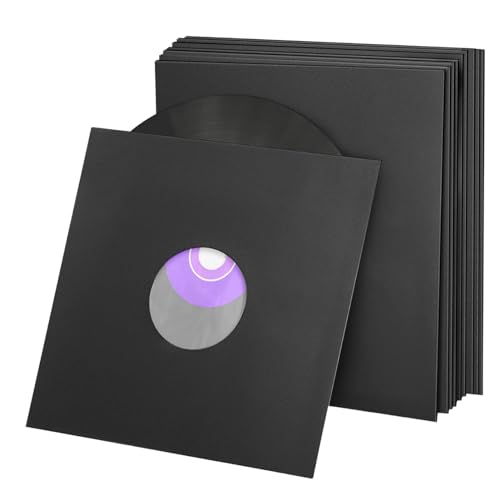 Zceplem Schallplattenschutzhüllen,Schallplattenschutzhüllen,10 Stück Schwarze, mit Poly gefütterte Schallplattenhüllen aus Papier für Alben - Multifunktionale, leichte Schallplattenhüllen, von Zceplem