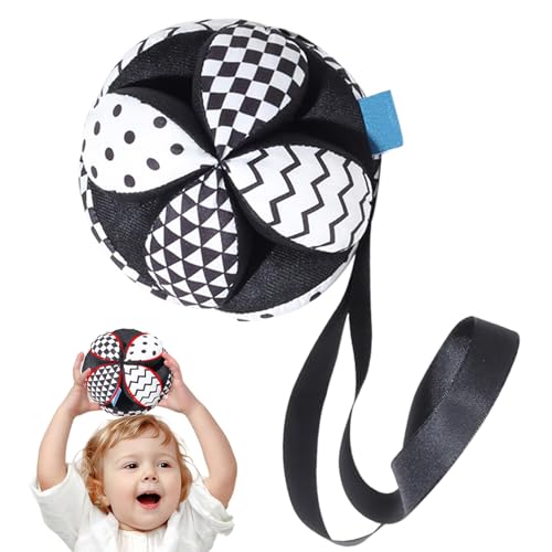 Zceplem Strukturierter Kleinkindball, Stoffball für Kinder - Schwarz-weißer interaktiver Sinnesball,Sensorischer Clutch-Ball, Entwicklungsaktivität für Kinder, weiches interaktives sensorisches von Zceplem