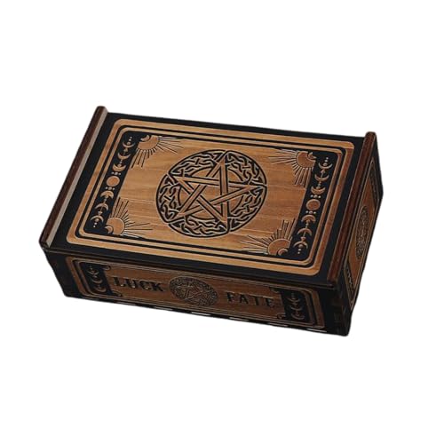 Zdprkqzvz Aufbewahrungsbox für Tarotkarten aus Holz, tragbare Tarotkarten-Box, Astrologie, Wahrsagung, Aufbewahrungsbox, Push-Pull-Kartenbehälter von Zdprkqzvz