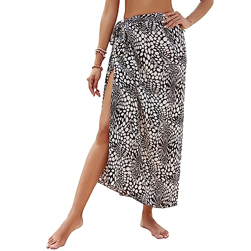 Zdprkqzvz Knöchellanger Sarong-Überzug für Damen, seitliches Binden, Badeanzug, Wickelrock, Badeanzug, Strand-Bikini, Badebekleidung von Zdprkqzvz