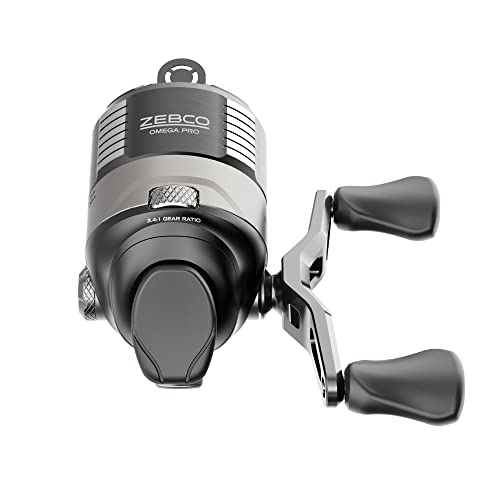 Zebco Omega Pro Spincast Fishing Reel, Size 20 Reel, Dual Ceramic Pick-up Pins, Solid-Brass Pinion Gear, GlideLine ll Line Retrieval System, Pre-Spooled with 6-Pound Fishing Line, Braid Ready, Black Zebco Omega Pro Spincast Fishing Reel, Size 20 Reel, Dual Ceramic Pick-up Pins, Solid-Brass Pinion Gear, GlideLine ll Line Retrieval System, Pre-Spooled with 6-Pound Fishing Line, Braid Ready, Black von Zebco