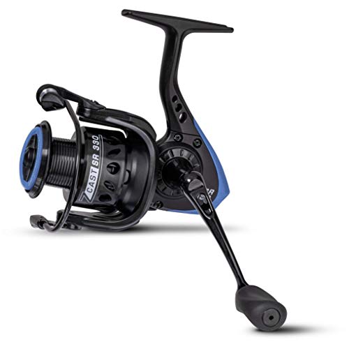 Zebco Premium Z-Cast SR 320 Angelrolle mit Leichter Aluminium Spule, Schwarz-Blau von Zebco