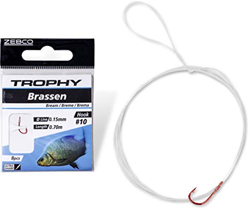 Zebco Qualitäts Trophy Brassen Vorfachhaken Angelhaken mit Vorfach vorgebunden Angelschnur Angel Zubehör, rot, 8 Zebco Qualitäts Trophy Brassen Vorfachhaken Angelhaken mit Vorfach vorgebunden Angelschnur Angel Zubehör, rot, 8 von Zebco