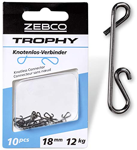 Zebco Qualitäts Trophy Knotenlos-Verbinder Angelzubehör Wirbel Angeln Kleinteile Angel Zubehör, Diverse, L: 16mm 8kg / 10 Stück Zebco Qualitäts Trophy Knotenlos-Verbinder Angelzubehör Wirbel Angeln Kleinteile Angel Zubehör, Diverse, L: 16mm 8kg / 10 Stück von Zebco