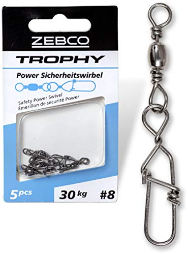 Zebco Qualitäts Trophy Power-Sicherheitswirbel Angelzubehör Wirbel Angeln Kleinteile Angel Zubehör, Diverse, Gr.: 6 L: 48mm 36kg / 5 Stück von Zebco