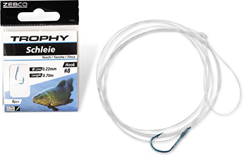 Zebco Qualitäts Trophy Schleie Vorfachhaken Angelhaken mit Vorfach vorgebunden Angelschnur Angel Zubehör, blau, 6 Zebco Qualitäts Trophy Schleie Vorfachhaken Angelhaken mit Vorfach vorgebunden Angelschnur Angel Zubehör, blau, 6 von Zebco