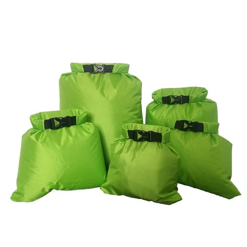 Zeiwohndc Wasserdichte Trockensäcke mit Roll-Top, leicht, für Reisen, Boote, einfach zu verwenden für Wanderungen, 5 Stück, grün von Zeiwohndc