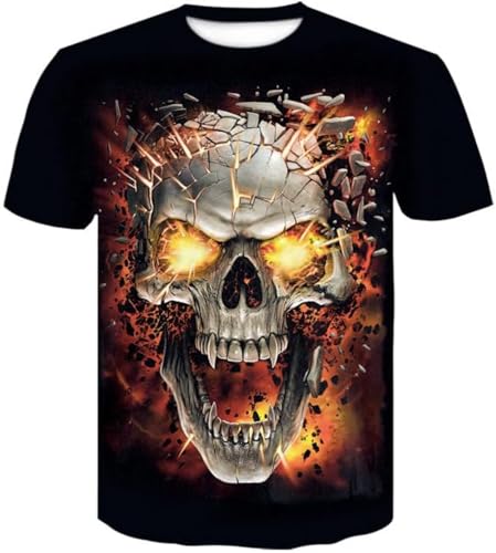 Zelbuck 3D Totenkopf Herren 3D Schädel Shirt Herren Totenkopf T-Shirt, Rundhals T-Shirt, Lässiges Sport-Top, Kurzärmelig S-6XL (Style 1#,5XL) von Zelbuck